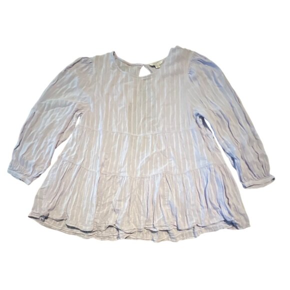 American Eagle Babydoll tiered open Back Boho Bohemian Blue top Size XL - Picture 2 of 8